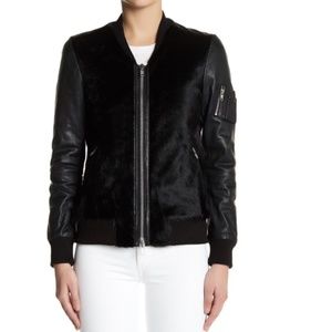 Aterno Genuine Calf Hair Bomber Jacket